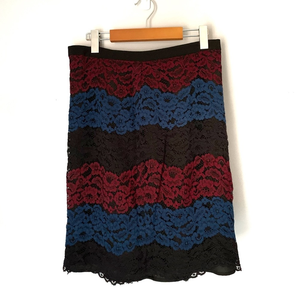 Karl Lagerfeld Paris Lace Skirt Colorblock Size 8